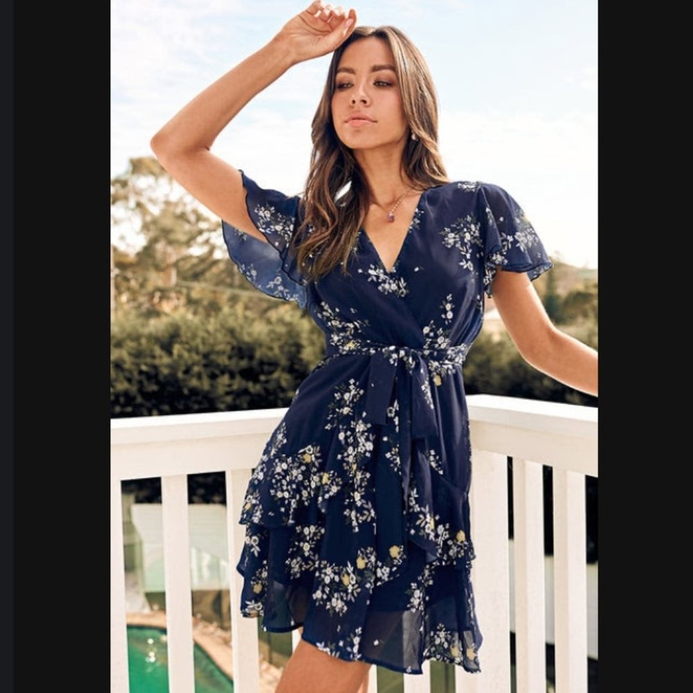 Hermine Navy Floral Short Dress